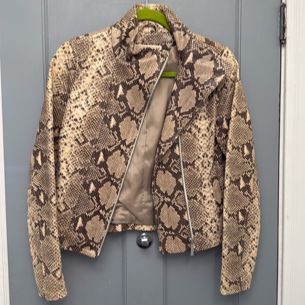 Stunning Michael Kors snake print leather jacket